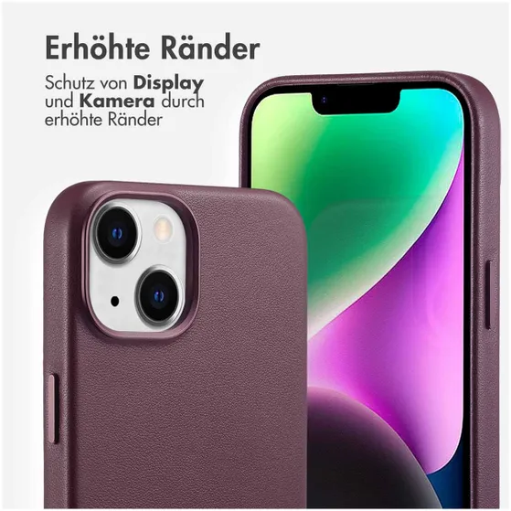 Accezz MagSafe Leather Backcover iPhone 14 Paars