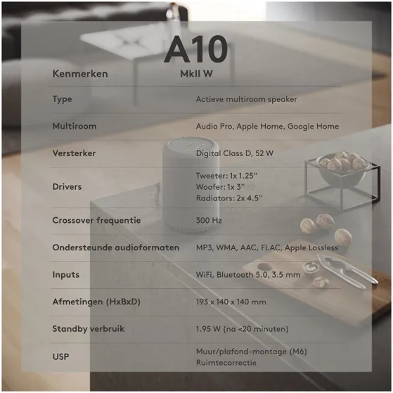 Audio Pro A10 W-Series Multiroom Donkergrijs