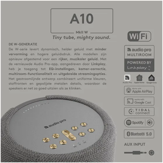 Audio Pro A10 W-Series Multiroom Donkergrijs
