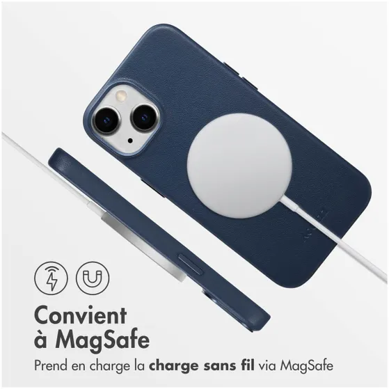 Accezz MagSafe Leather Backcover iPhone 14 Blauw