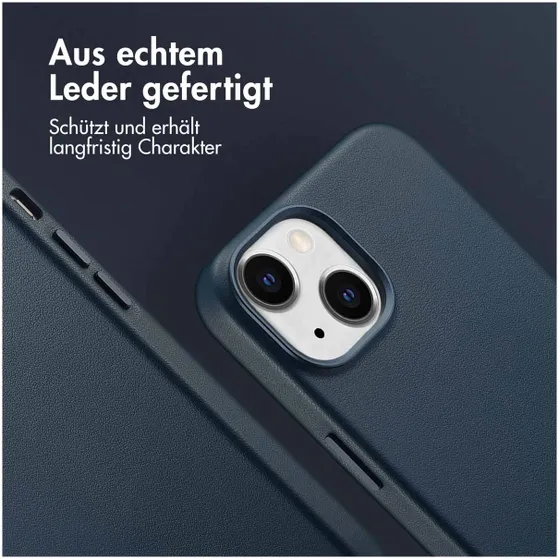 Accezz MagSafe Leather Backcover iPhone 14 Blauw