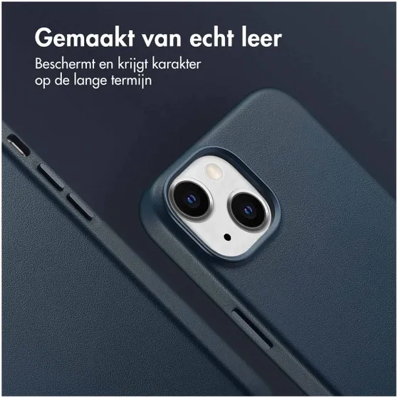 Accezz MagSafe Leather Backcover iPhone 14 Blauw