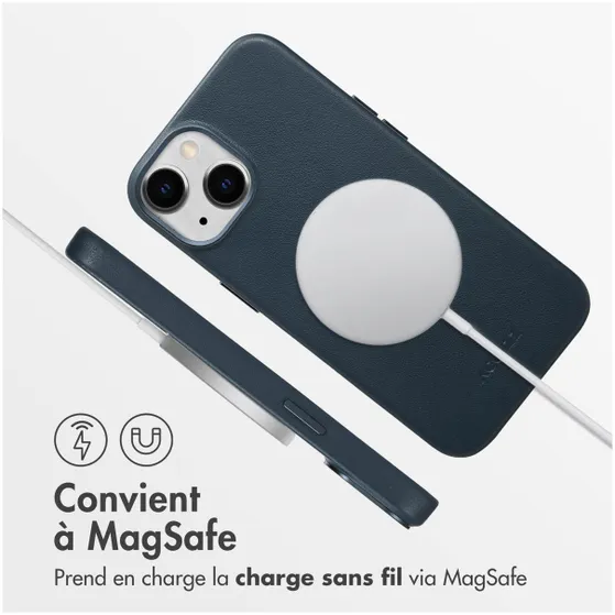 Accezz MagSafe Leather Backcover iPhone 14 Blauw