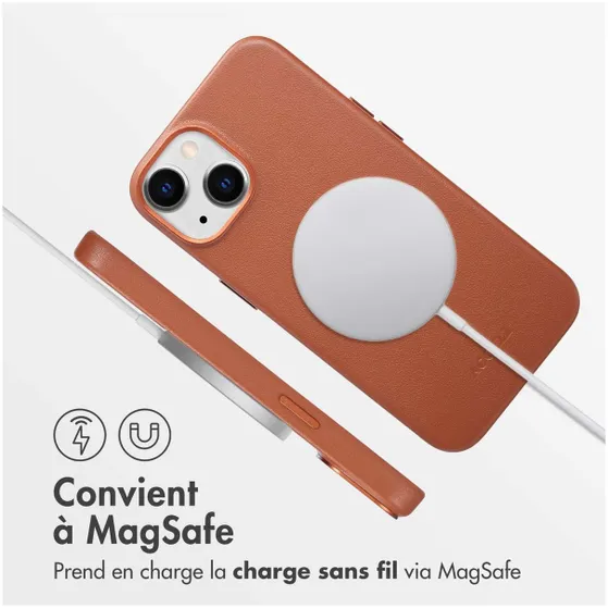 Accezz MagSafe Leather Backcover iPhone 14 Bruin