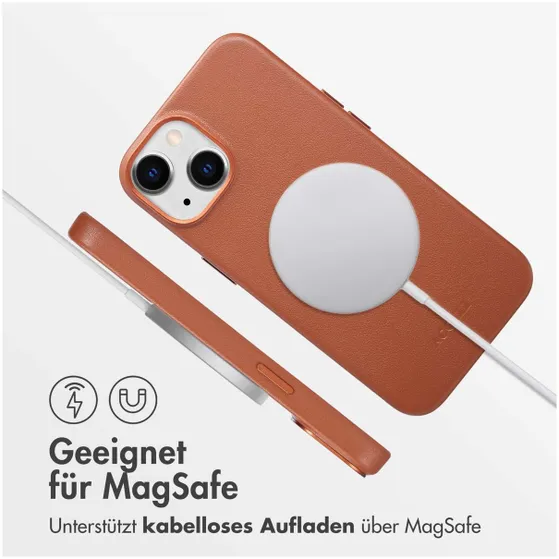 Accezz MagSafe Leather Backcover iPhone 14 Bruin