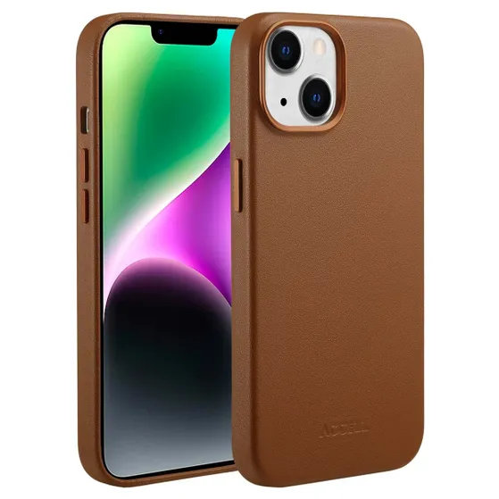 Accezz MagSafe Leather Backcover iPhone 14 Bruin