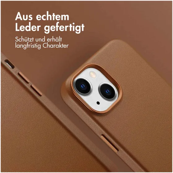 Accezz MagSafe Leather Backcover iPhone 14 Bruin