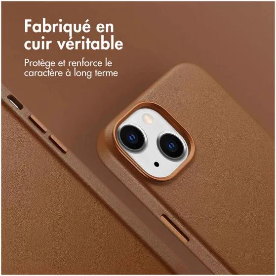 Accezz MagSafe Leather Backcover iPhone 14 Bruin
