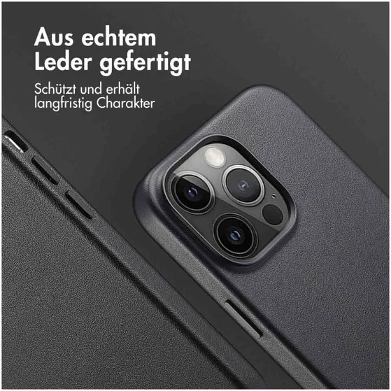 Accezz MagSafe Leather Backcover iPhone 14 Pro Max Zwart