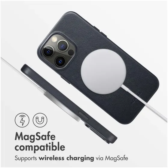 Accezz MagSafe Leather Backcover iPhone 14 Pro Max Zwart