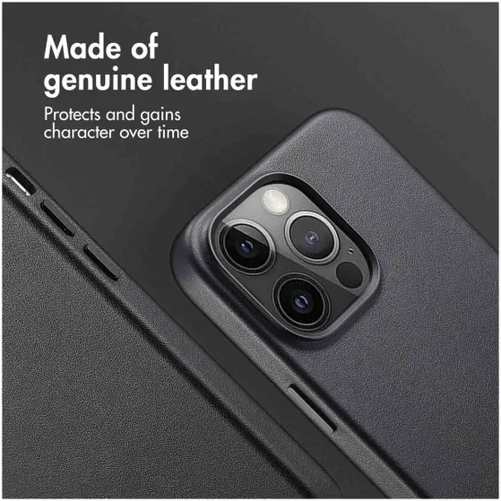 Accezz MagSafe Leather Backcover iPhone 14 Pro Max Zwart