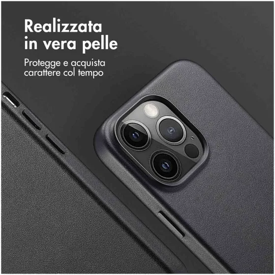Accezz MagSafe Leather Backcover iPhone 14 Pro Max Zwart