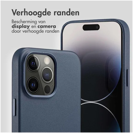 Accezz MagSafe Leather Backcover iPhone 14 Pro Max Blauw
