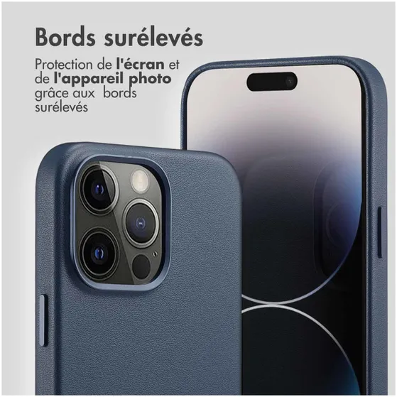 Accezz MagSafe Leather Backcover iPhone 14 Pro Max Blauw