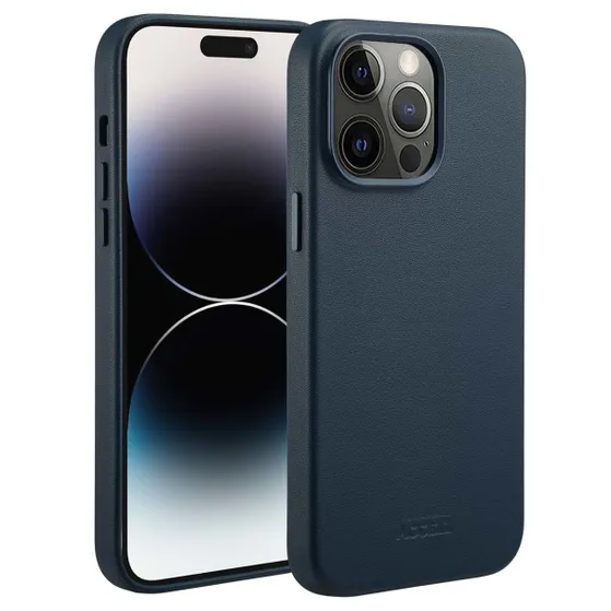 Accezz MagSafe Leather Backcover iPhone 14 Pro Max Blauw