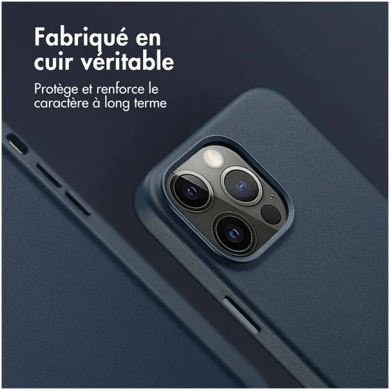 Accezz MagSafe Leather Backcover iPhone 14 Pro Max Blauw