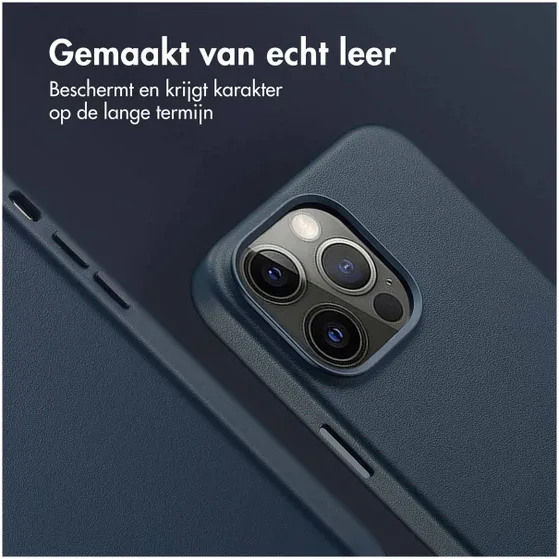 Accezz MagSafe Leather Backcover iPhone 14 Pro Max Blauw