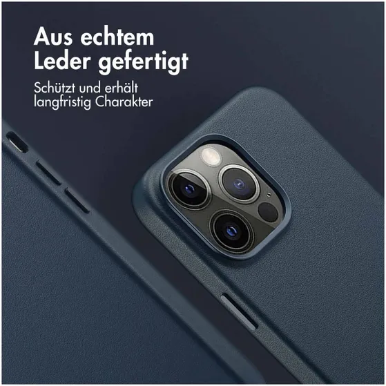 Accezz MagSafe Leather Backcover iPhone 14 Pro Max Blauw