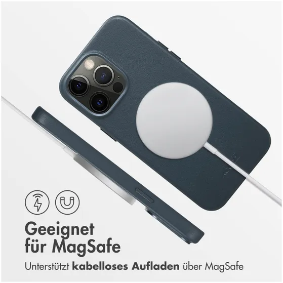 Accezz MagSafe Leather Backcover iPhone 14 Pro Max Blauw