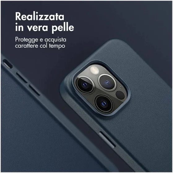 Accezz MagSafe Leather Backcover iPhone 14 Pro Max Blauw