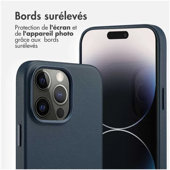Accezz MagSafe Leather Backcover iPhone 14 Pro Max Blauw