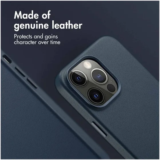 Accezz MagSafe Leather Backcover iPhone 14 Pro Max Blauw