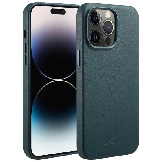 Accezz MagSafe Leather Backcover iPhone 14 Pro Max Groen