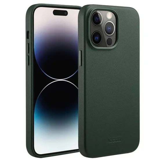 Accezz MagSafe Leather Backcover iPhone 14 Pro Max Groen