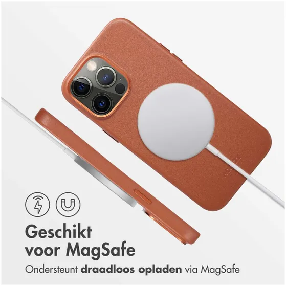 Accezz MagSafe Leather Backcover iPhone 14 Pro Max Bruin