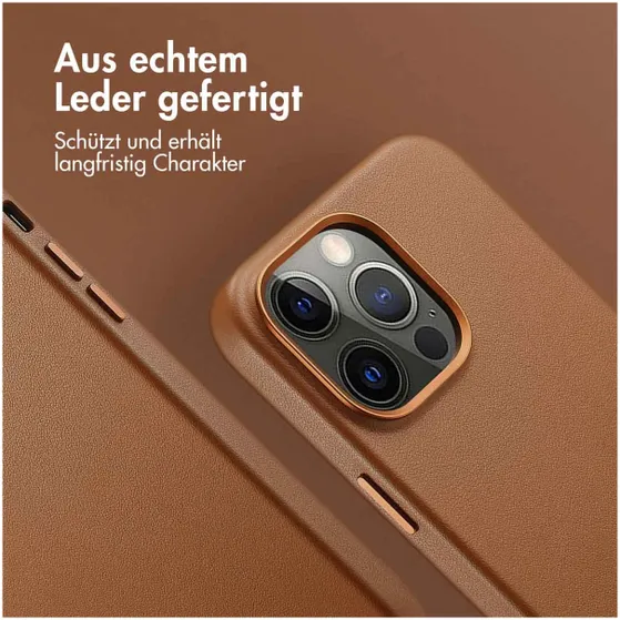 Accezz MagSafe Leather Backcover iPhone 14 Pro Max Bruin