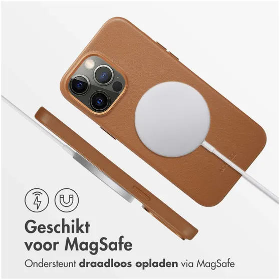 Accezz MagSafe Leather Backcover iPhone 14 Pro Max Bruin