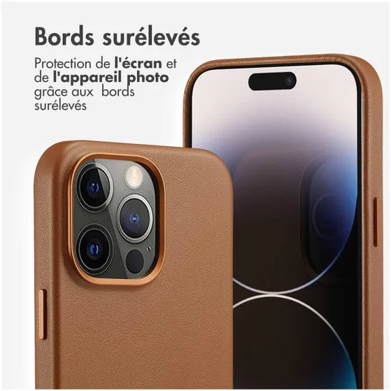 Accezz MagSafe Leather Backcover iPhone 14 Pro Max Bruin