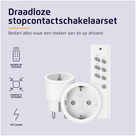 KlikAanKlikUit APC2-2300R Draadloze stekkerset met 2 stekkers & afstandsbediening Wit
