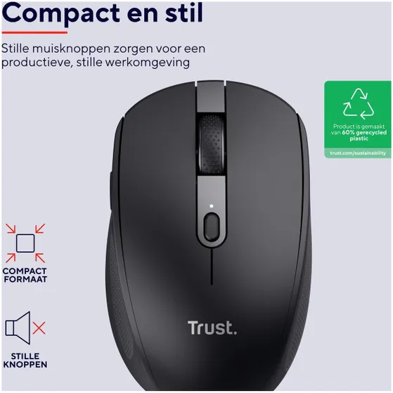 Trust Ozaa compact Draadloze Muis Zwart