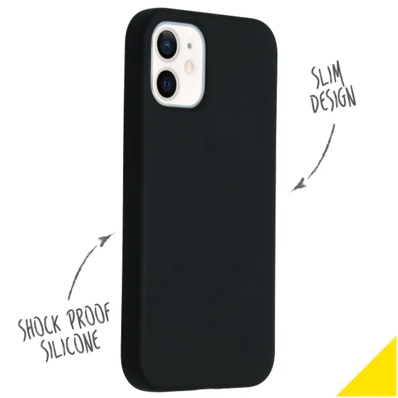 Accezz Liquid Silicone Backcover iPhone 12 Mini Zwart