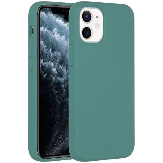 Accezz Liquid Silicone Backcover iPhone 12 Mini Donkergroen