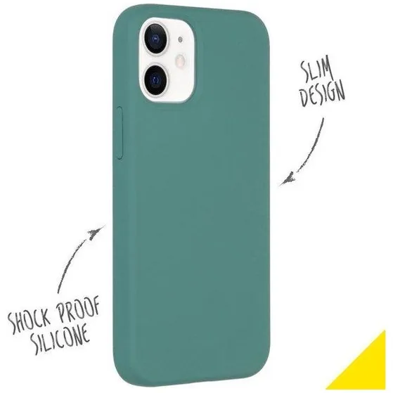 Accezz Liquid Silicone Backcover iPhone 12 Mini Donkergroen