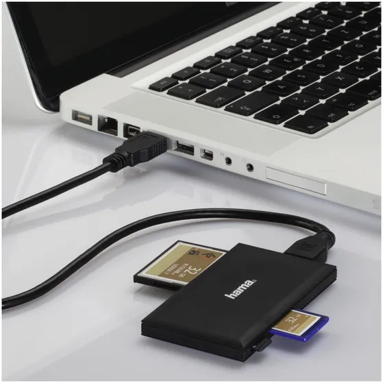 Hama USB-3.0-multi-kaartlezer, SD/microSD/CF/MS Zwart