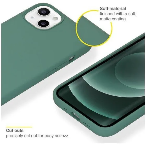 Accezz Liquid Silicone Backcover iPhone 13 Mini Donkergroen