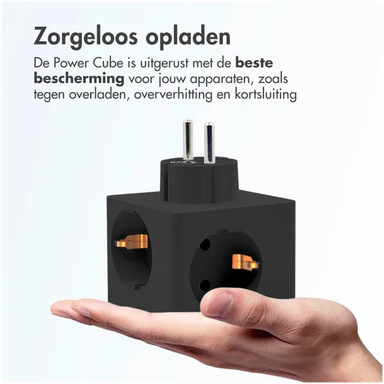 Accezz PowerCube 6-in-1 1x USB-C+2x USB-A+3x stopcontact 4000W Zwart