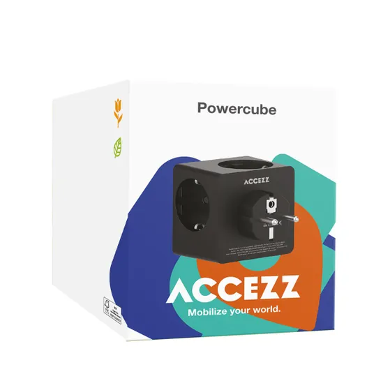 Accezz PowerCube 6-in-1 1x USB-C+2x USB-A+3x stopcontact 4000W Wit
