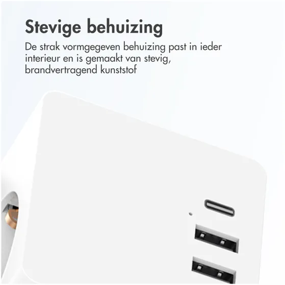 Accezz PowerCube 6-in-1 1x USB-C+2x USB-A+3x stopcontact 4000W Wit