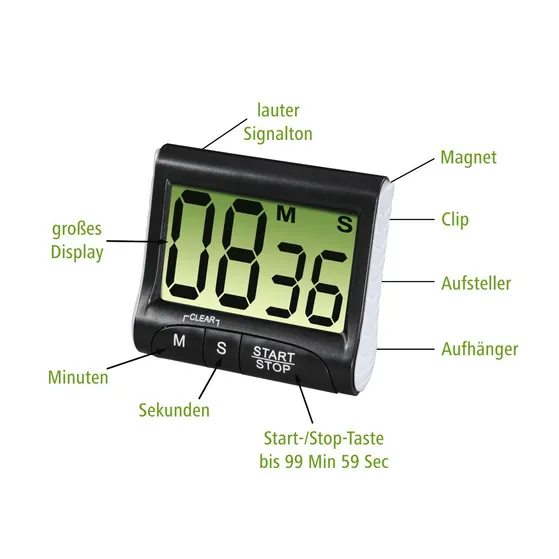 Xavax Keukenwekker Countdown digitaal Zwart