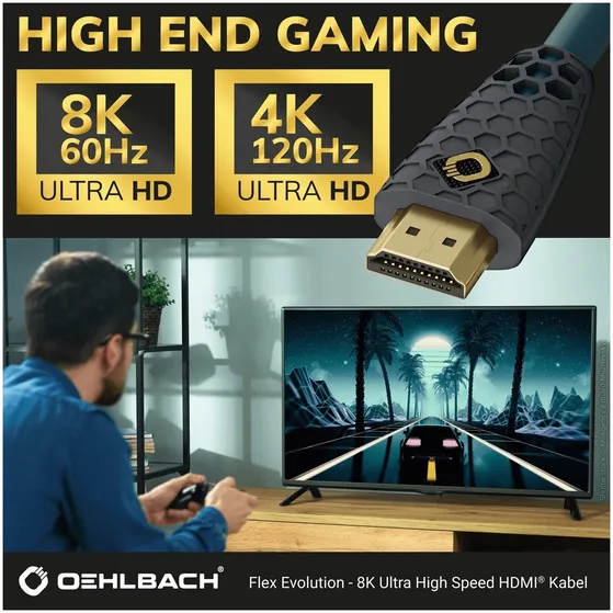 Oehlbach FLEX EVOLUTION UHD HDMI 3,0M Blauw