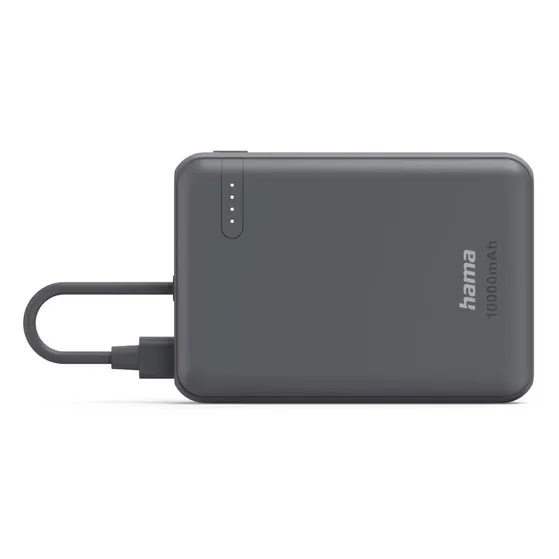 Hama Power Pack Travel met kabel 10000mAh 2 uitgangen:2x USB-C Antraciet