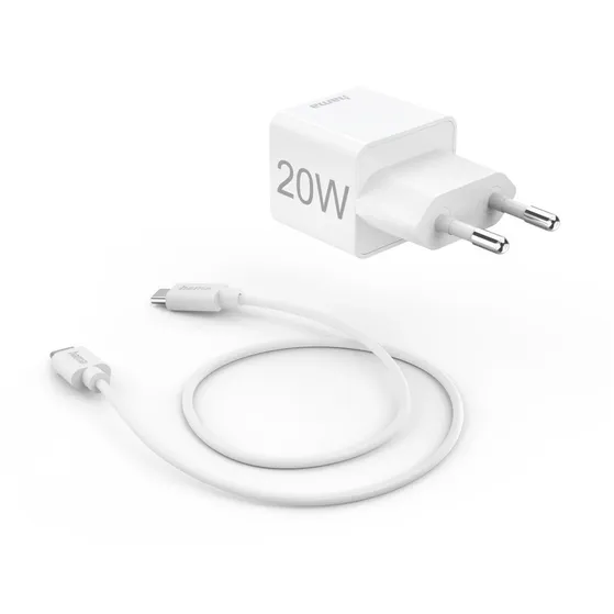 Hama Snellader met oplaadkabel USB-C mini-oplader  PD 20 W 1 m Wit