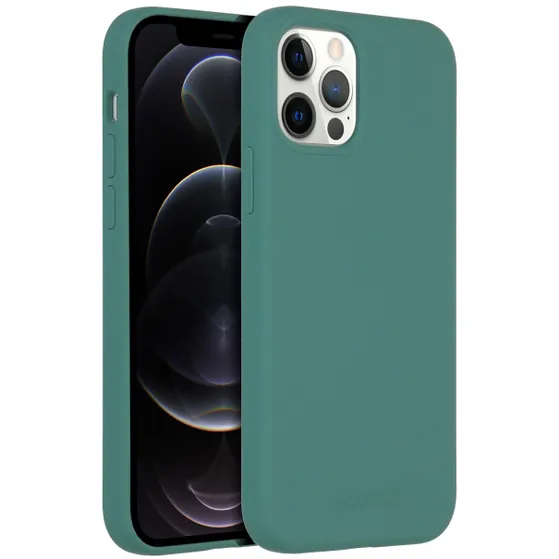 Accezz Liquid Silicone Backcover met MagSafe iPhone 12 (Pro) Groen