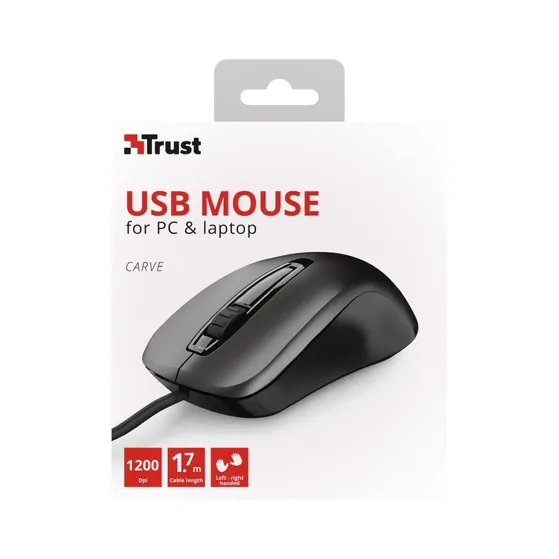 Trust Carve Bekabelde optische muis Zwart