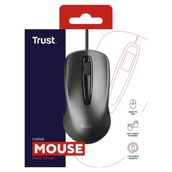 Trust Carve Bekabelde optische muis Zwart