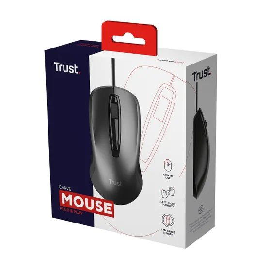 Trust Carve Bekabelde optische muis Zwart